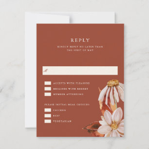 Elegant Autumn Floral Wedding RSVP Reply Kaart