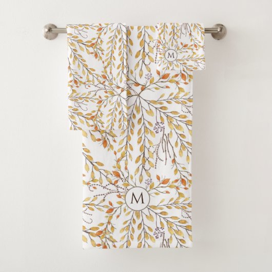 Elegant Autumn Foliage Pattern Personalized Bad Handdoek (Insitu)