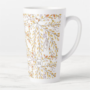 Elegant Autumn Foliage Pattern Personalized Latte Mok