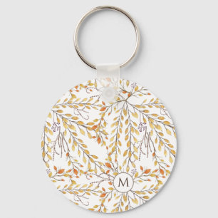 Elegant Autumn Foliage Pattern Personalized Sleutelhanger