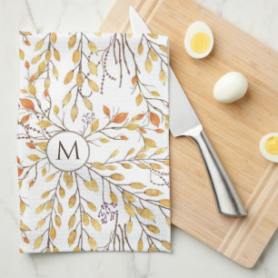 Elegant Autumn Foliage Pattern Personalized Theedoek