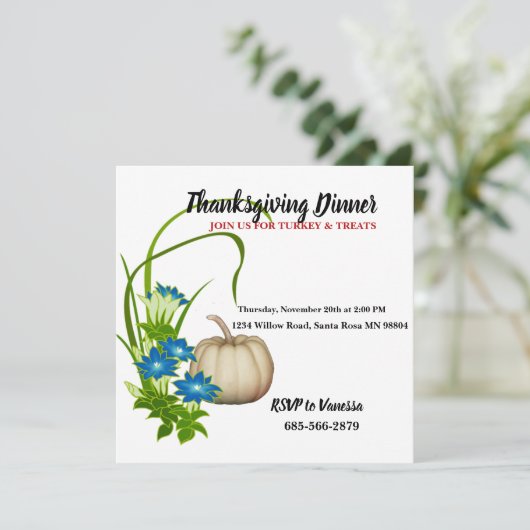 Elegant Autumn Herfst Foliage Pumpkin Thanksgiving Kaart (Staand voorkant)