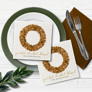 Elegant Autumn laat Thanksgiving Rustic Wreath Servet