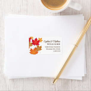 Elegant Autumn Leaves Fall Wedding Return Address Etiket