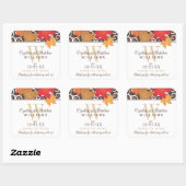 Elegant Autumn Leaves Wedding Monogram Wine Vierkante Sticker (Vel)