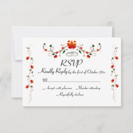 Elegant Autumn Leaves Wedding RSVP Kaartje