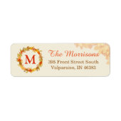Elegant Autumn Leaves Wreator Monogram Etiket (Voorkant)