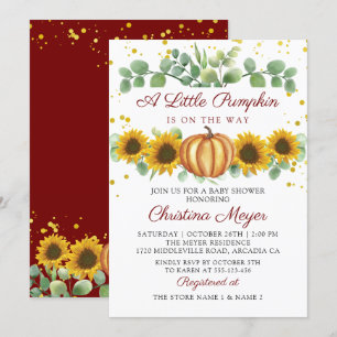 Elegant Autumn Pumpkin Herfst Baby shower Kaart