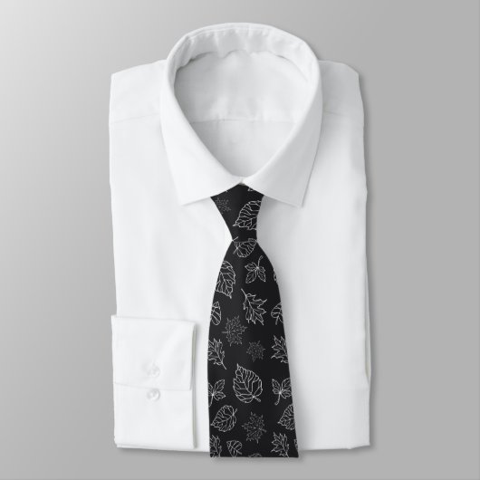 Elegant Autumn Skeleton Leaf Pattern Black Stropdas (Gebonden)