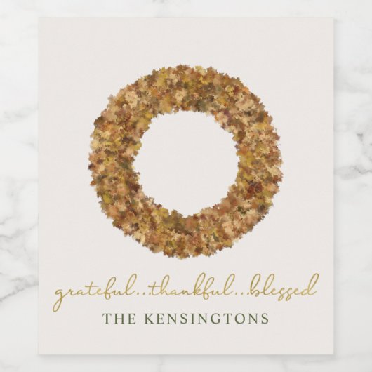 Elegant Autumn verliest Thanksgiving Wreator Wijn Etiket (Enkel label)