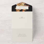 Elegant Autumn Waterverf Floral + Black Wedding All In One Uitnodiging (Buitenkant)