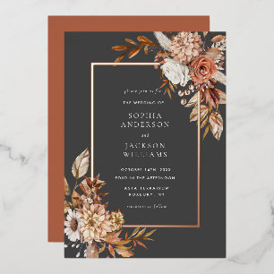 Elegant Autumn Waterverf Floral Wedding Folie IV Folie Uitnodiging