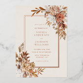 Elegant Autumn Waterverf Floral Wedding Folie Uitnodiging (Voorkant)