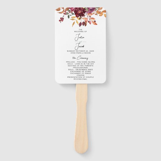 Elegant Autumn Waterverf Floral Wedding Handwaaier (Voorkant)