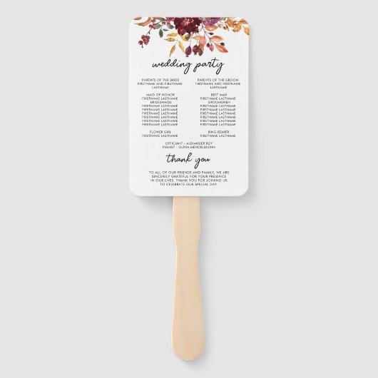 Elegant Autumn Waterverf Floral Wedding Handwaaier (Achterkant)