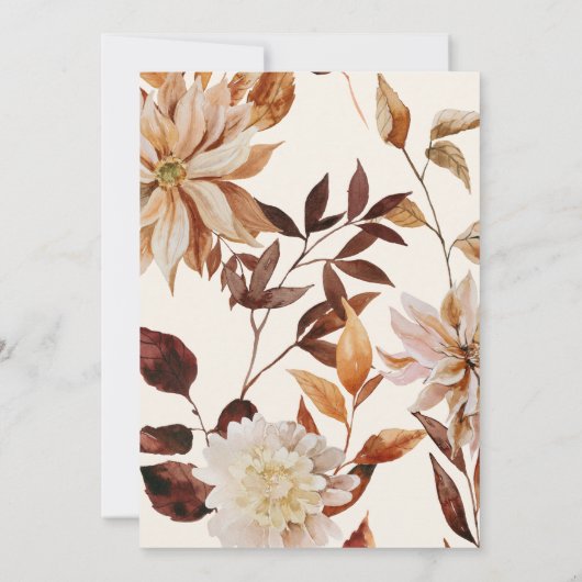 Elegant Autumn Waterverf Floral Wedding Kaart (Achterkant)