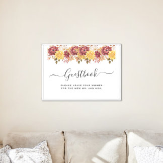 Elegant Autumn Waterverf Floral Wedding Poster