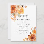 Elegant Autumn Waterverf Wedding Kaart (Voorkant)