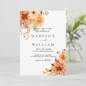 Elegant Autumn Waterverf Wedding Kaart (Staand voorkant)