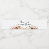 Elegant autumnal floral names and wedding date waterfles etiket (Enkel label)