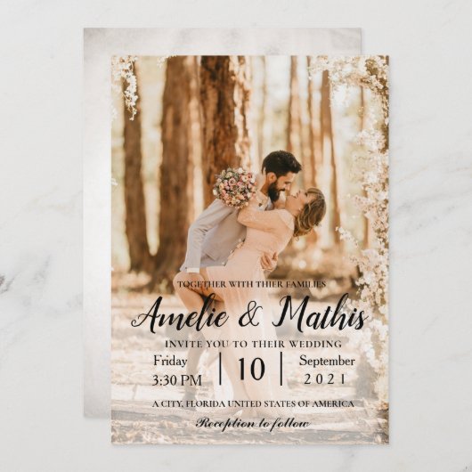 Élégant avec photo Mariage Invitations (Devant / Derrière)