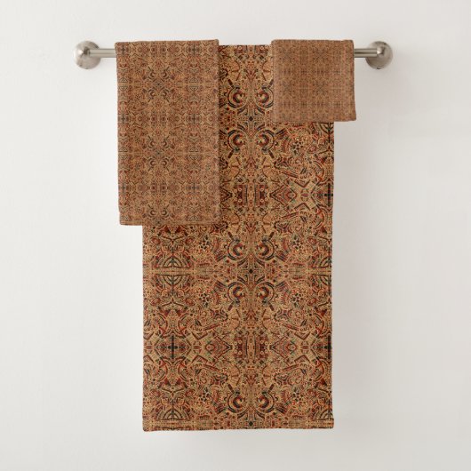 Elegant Aztec bruin patroon Bad Handdoek (Insitu)