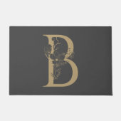 Elegant B Boho Floral Monogram Initiaal Goud Goud Deurmat (Voorkant)