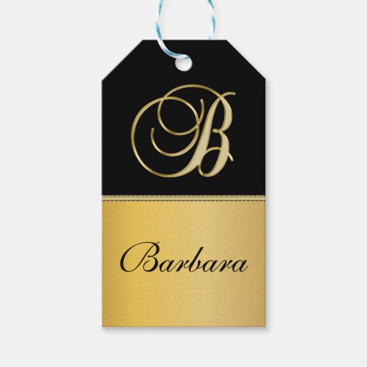 Elegant "B" Monogram op persoonlijke titel Zwart g Cadeaulabel (Voorkant)