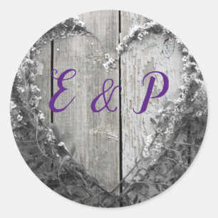 Elegant B&W bloemenhars rustige schuur bruiloft Ronde Sticker