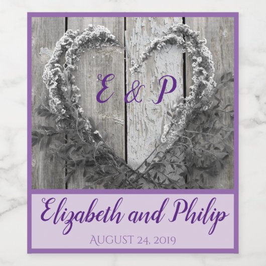 Elegant B&W bloemenhars rustige schuur bruiloft Wijn Etiket (Enkel label)