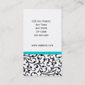 Elegant B & W Blue Visitekaartje Modern Damask (Achterkant)