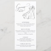 Elégant B&W Tux & Robe Mariage Menu Gourmet (Devant)