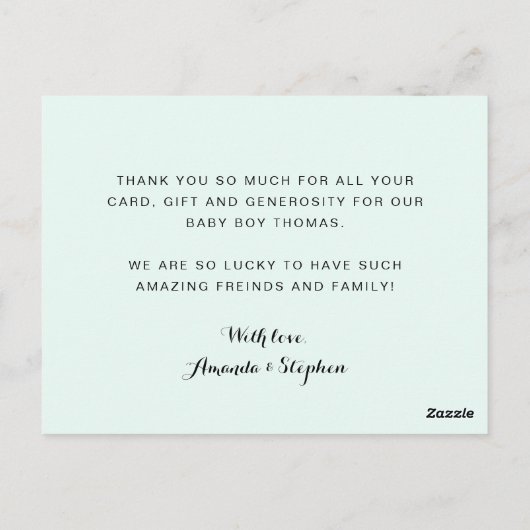 Elegant baby bedankt je kaarten, verjaardagsdank briefkaart (Achterkant)