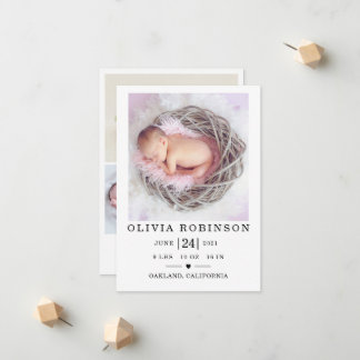 Elegant Baby Birth Announcement Kaart