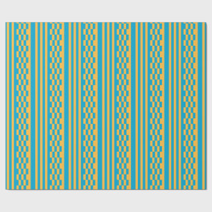 Elegant baby blauw en geel geometrisch patroon cadeaupapier