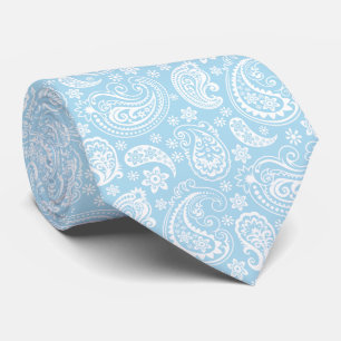 Elegant Baby Blauw en Wit  Paisley Stropdas