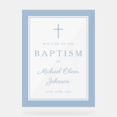 Elegant Baby Blue Cross Boy Baptism Welcome (Recto)