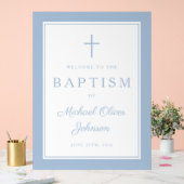 Elegant Baby Blue Cross Boy Baptism Welcome (Mariage)