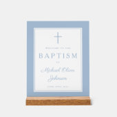 Elegant Baby Blue Cross Boy Baptism Welcome (Recto)