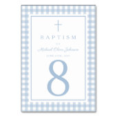 Elegant Baby Blue Gingham Boy Baptism Kaart (Voorkant)