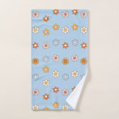 Elegant baby blue & yellow cute floral pattern (Serviette à main)