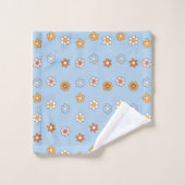 Elegant baby blue & yellow cute floral pattern (Gant de toilette)