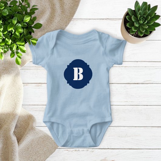 Elegant Baby Bodysuit with Simple Monogram 