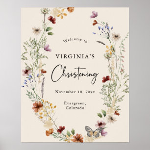 Élégant Baby Christening Welcome Poster