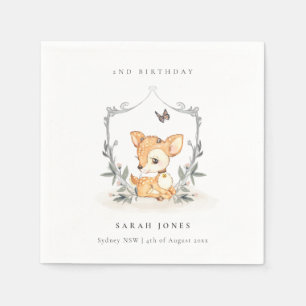 Elegant Baby Deer Floral Crest Elke dag Servet
