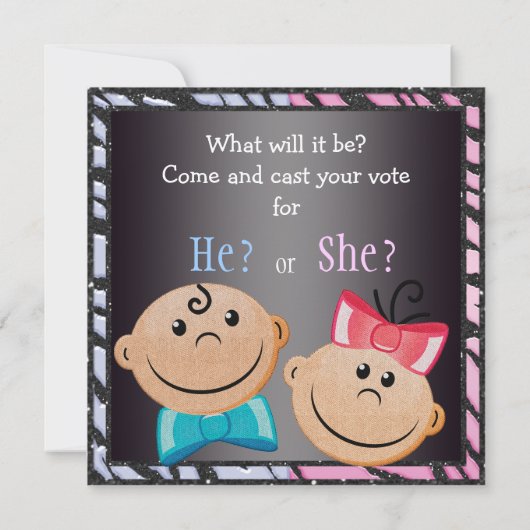 Elegant Baby Gender onthulling baby's & Zebra prin Kaart (Achterkant)