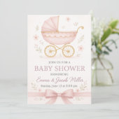 Elégant Baby Girl Douche invitation - vintage rose (Debout devant)