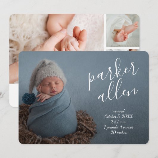 Elegant Baby Photo Collage Birth Announcements Aankondiging (Voorkant / Achterkant)