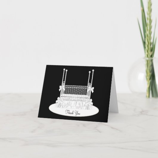 Elégant Baby shower Bébé Blanc Merci Cartes (Devant)