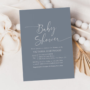 Elégant Baby shower bleu simple Invitation